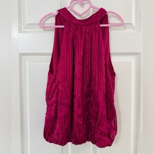 Alice + Olivia Magenta Pleated Halter Tank Top
